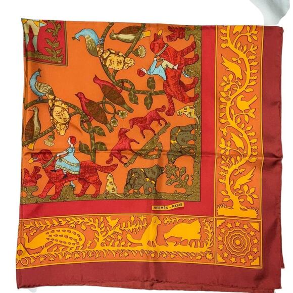Hermes Carré 90 EARLY AMERICA Red Silk Scarf  Boxed NWT - Picture 6 of 16